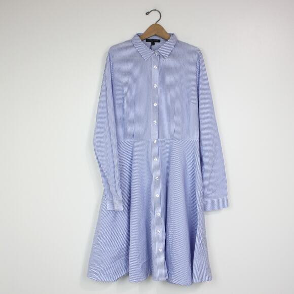 Romeo & Juliet Couture Dress Women's Size Medium Blue Stripe Preppy Classic - Picture 1 of 3